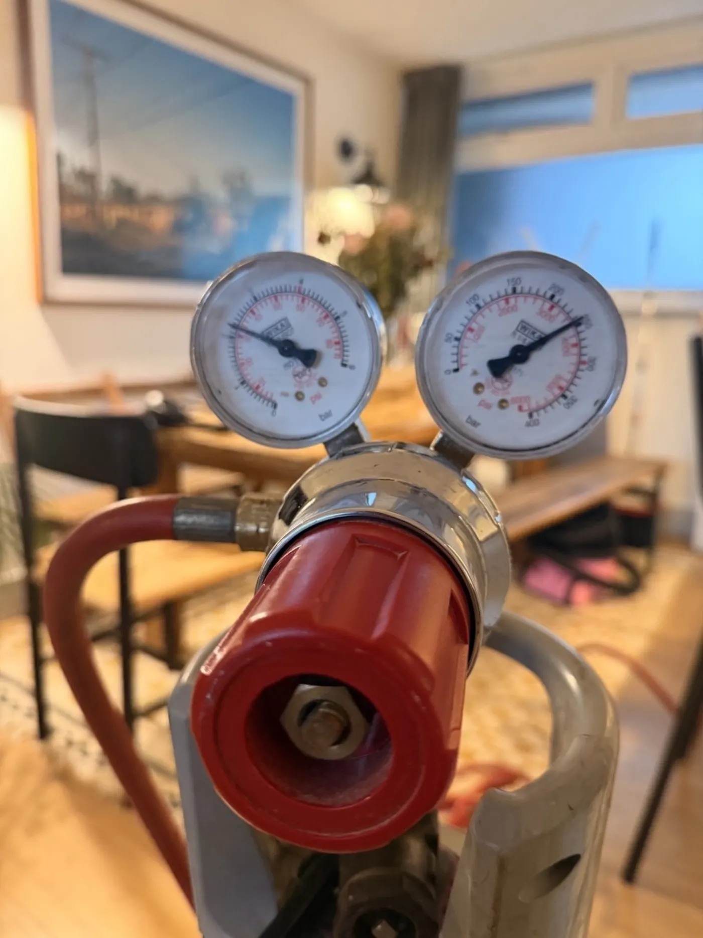 Pressure testing gauges isolating a central heating circuit for leak detection